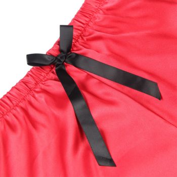 Subblime - 953959 Chemise de Nuit Décontractée en Soie + Pantalon en Dentelle Noir/rouge S/m