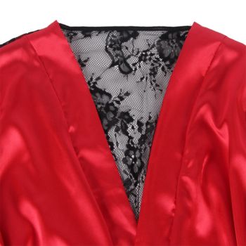 Subblime - 954024 Caraco Dos Transparent en Dentelle + String Rouge/noir L/xl