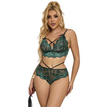 Subblime - 954086 Soutien-gorge + Culotte Dentelle Vert S/m