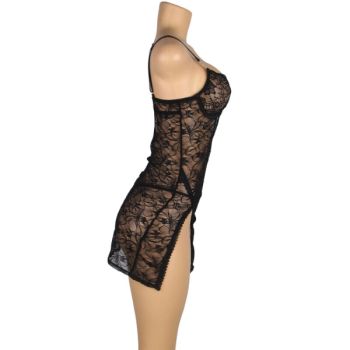Subblime - 954185 Babydoll en Dentelle à Bretelles Réglables Noire S/m