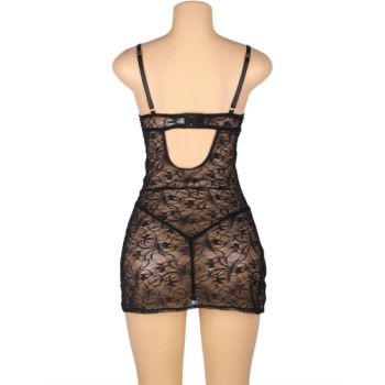 Subblime - 954185 Babydoll en Dentelle à Bretelles Réglables Noire S/m