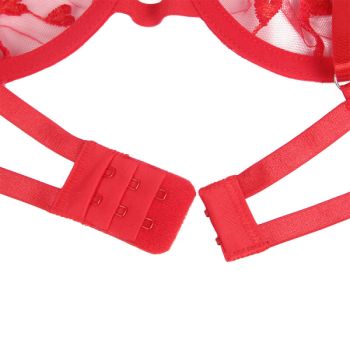 Subblime - 954321 Soutien-gorge + String + Porte-jarretelles Imprimé Coeur Rouge S/m