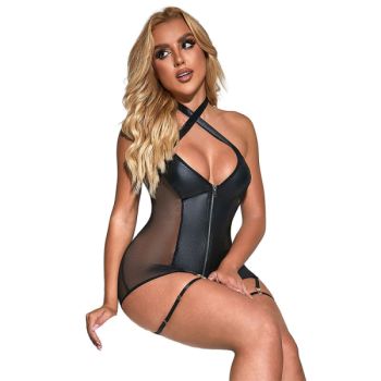 Subblime - 954444 Robe Sexy en Maille Cuir Noir S/m