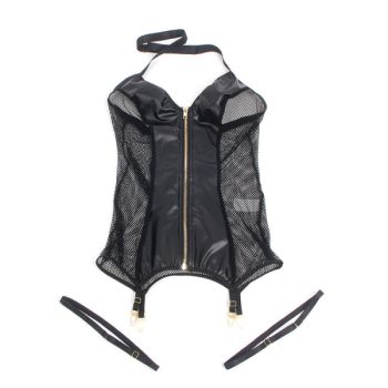Subblime - 954444 Robe Sexy en Maille Cuir Noir S/m