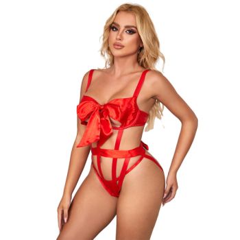 Subblime - 954468 Body Sexy Ajouré avec Noeud Rouge S/m