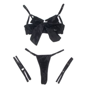Subblime - 955205 Ensemble Soutien-gorge avec Nœud Noir Réglable L/xl