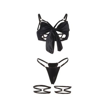 Subblime - 955205 Ensemble Soutien-gorge avec Nœud Noir Réglable L/xl