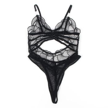 Subblime - 955229 Body Transparent avec Dentelle Creuse Noir L/xl