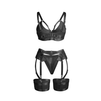 Subblime - 955243 Ensemble Soutien-gorge Bondage Noir avec Jarretelle L/xl