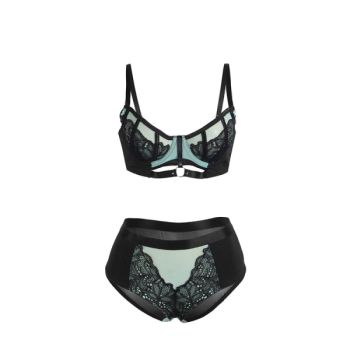 Subblime - 955557 Ensemble Soutien-gorge en Cuir Verni Vert avec Fermeture Éclair S/m