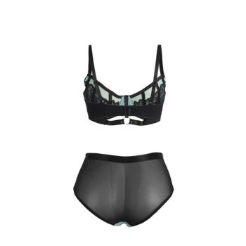 Subblime - 955557 Ensemble Soutien-gorge en Cuir Verni Vert avec Fermeture Éclair S/m