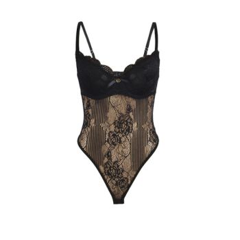 Subblime - 955618 Body en Dentelle avec Fermeture en Bas Noir S/m