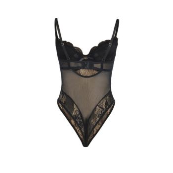 Subblime - 955618 Body en Dentelle avec Fermeture en Bas Noir S/m