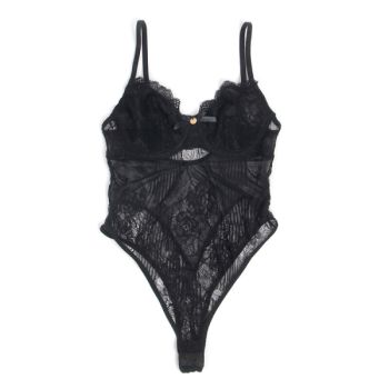 Subblime - 955618 Body en Dentelle avec Fermeture en Bas Noir S/m