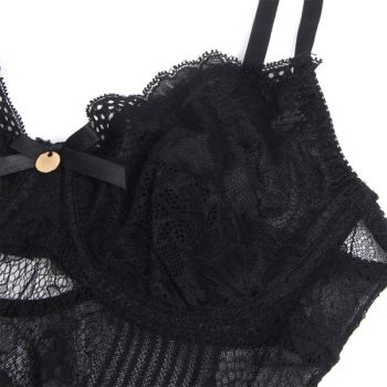 Subblime - 955618 Body en Dentelle avec Fermeture en Bas Noir S/m