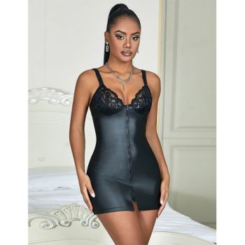 Subblime - 957568 Robe Zippée en Cuir Noir S/m