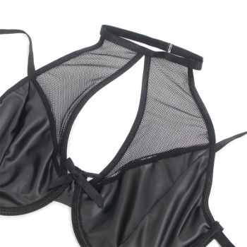 Subblime - 957582 Ensemble Soutien-gorge et Jupe en Cuir Noir S/m