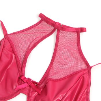 Subblime - 957612 Ensemble Soutien-gorge et Jupe en Cuir Rouge L/xl