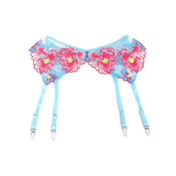 Subblime - 957643 Ensemble Soutien-gorge et Porte-jarretelles Brodé Fleurs Rose S/m