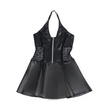 Subblime - 957704 Robe en Cuir à Fermeture Éclair en Dentelle Noire S/m