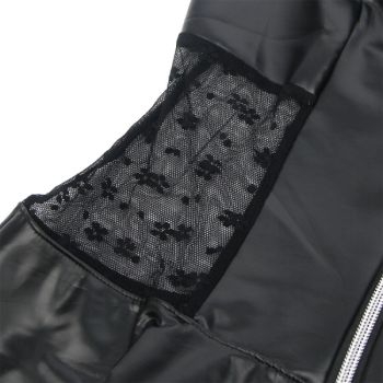 Subblime - 957711 Robe en Cuir à Fermeture Éclair en Dentelle Noire L/xl