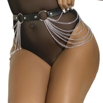 Subblime - Chaîne Cuir Ceinture Noire Taille Unique
