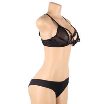 Subblime - Ensemble Deux Pièces de Soutien-gorge Transparent et Bandes S/m