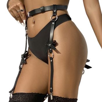 Subblime - Harnais de Jambe Chaîne Cuir Noir Taille Unique