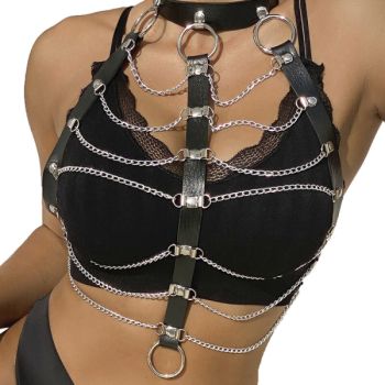 Subblime - Harnais Poitrine Chaîne S en Cuir Noir Taille Unique