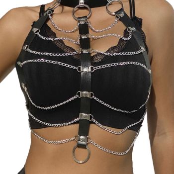 Subblime - Harnais Poitrine Chaîne S en Cuir Noir Taille Unique