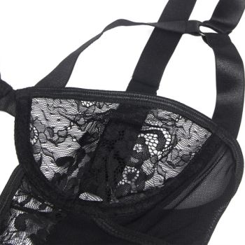 Subblime - Teddy avec Jarretière avec Détail Dentelle et Bandes Noir L/xl
