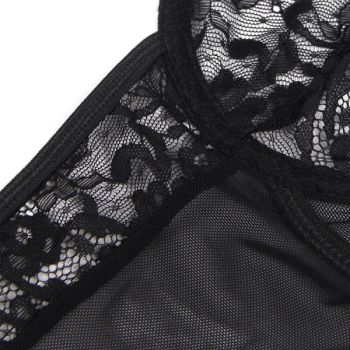 Subblime - Teddy avec Jarretière avec Détail Dentelle et Bandes Noir L/xl