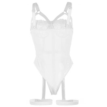 Subblime - Teddy avec Jarretière Détail Poitrine Blanc S/m