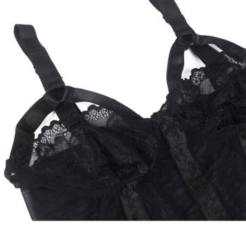 Subblime - Teddy avec Jarretière Détail Poitrine Noir L/xl