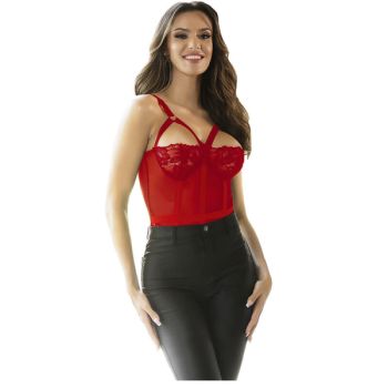 Subblime - Teddy avec Jarretière Détail Poitrine Rouge S/m