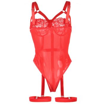 Subblime - Teddy avec Jarretière Détail Poitrine Rouge S/m
