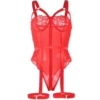 Subblime - Teddy avec Jarretière Détail Poitrine Rouge S/m