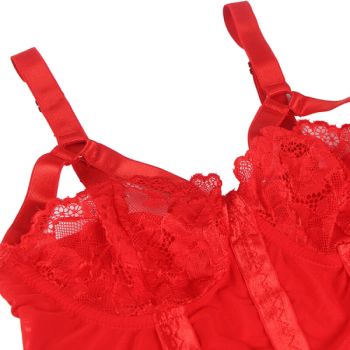 Subblime - Teddy avec Jarretière Détail Poitrine Rouge S/m