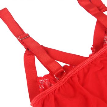 Subblime - Teddy avec Jarretière Détail Poitrine Rouge S/m