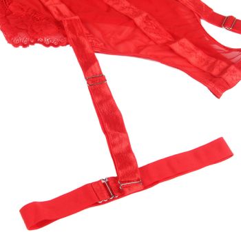 Subblime - Teddy avec Jarretière Détail Poitrine Rouge S/m