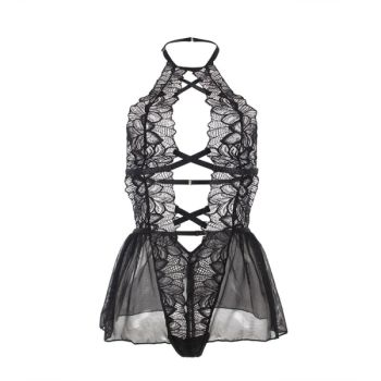 Subblime - Teddy Halter Neck Dos Nu Dentelle Noir S/m