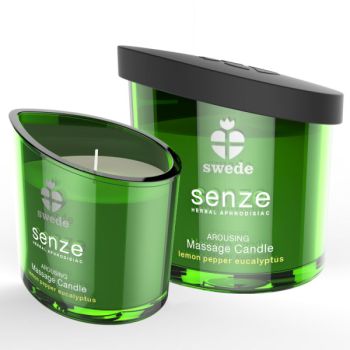 Bougie de Massage Excitante Senze - Citron, Poivre, Eucalyptus