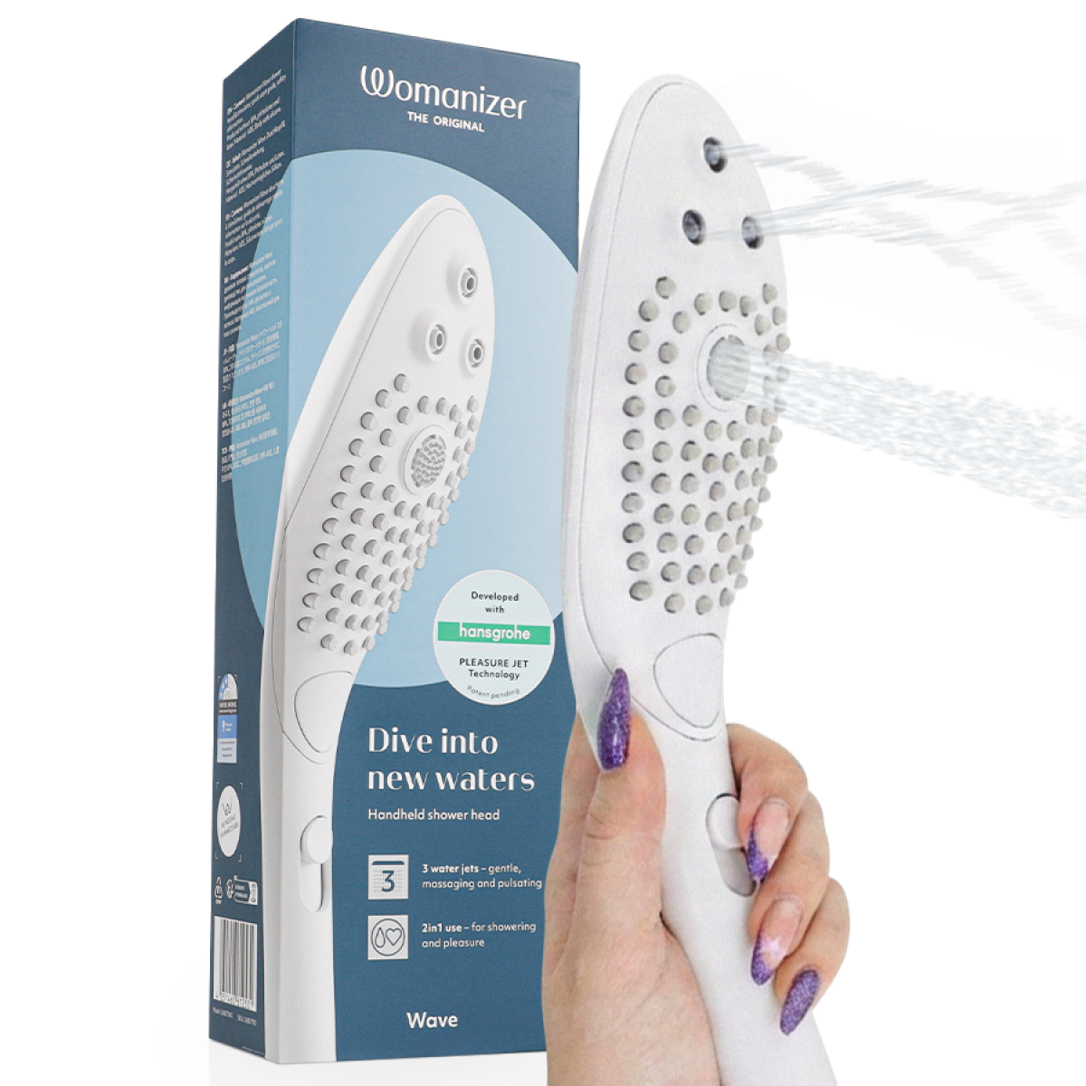 image Pommeau de Douche Stimulant Clitorial Wave Blanc